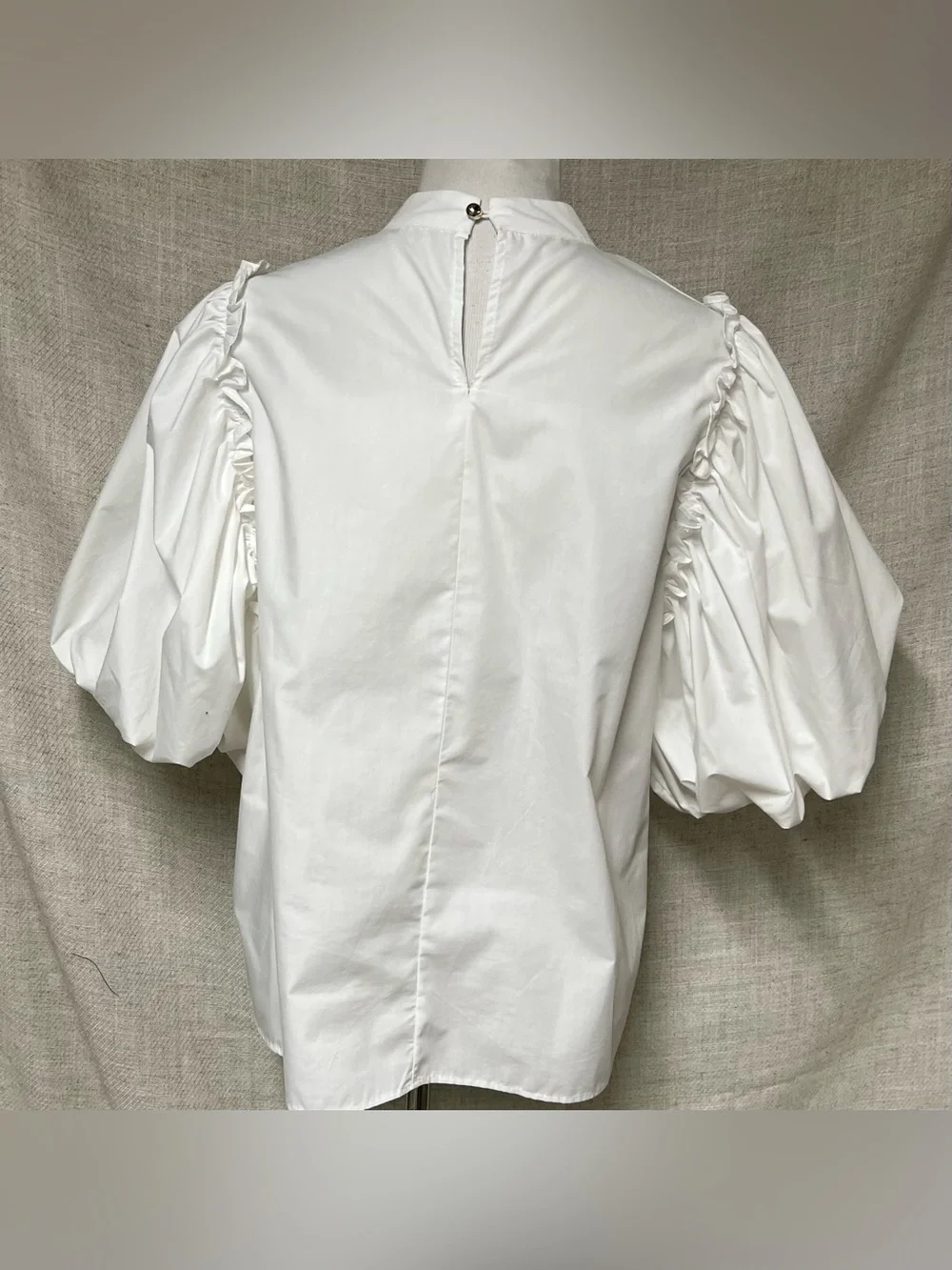 Beulah White Puff-Sleeve High Neck Blouse - Picture 3 of 5